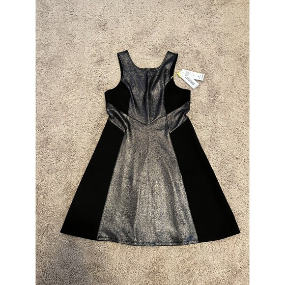 BCBG Generation Black Gunmetal Combo Metallic Sleeveless Dress Size 6 NWT - Picture 7 of 12